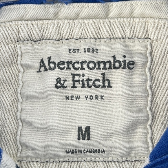 Abercrombie & Fitch Polo Boys Medium Muscle Blue Striped Short Sleeve - Picture 3 of 10